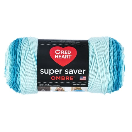 Fancy Double Heart - Red Heart Super Saver Ombre Scuba Yarn, 482 Yd.