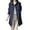 Navy, variant on Women's Casual Trench Coat Lapel Button Long Sleeve Outerwear with Pockets Black XL