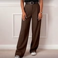 thumbnail image 4 of Cutuoiiu Plus Size Womens Solid Color High Waist Pleated Suit Pants Casual Wide Leg Trousers with Pockets Gifts, 4 of 6