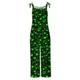 thumbnail image 4 of JURANMO St Patricks Jumpsuits for Women 2025 Funny Printed Cute Holiday Rompers Summer Casual Adjustable Strap Cotton Linen Overalls with Pockets Green XXXL Today Prime Sales, 4 of 6