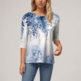 thumbnail image 6 of Womens 2025 Fall 3/4 Sleeve Crew Neck Blouse Fashion Print Casual Loose Fit Shirt Top, 6 of 6