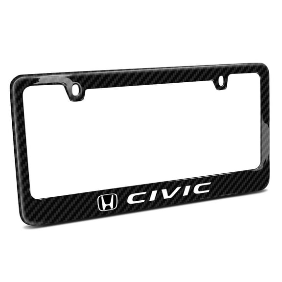 Honda Civic Black Real 3K Carbon Fiber Glossy Finish License Plate Frame