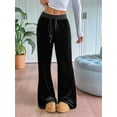 thumbnail image 5 of Women'S Velvet Pants Drawstring Waist Wide Leg Casual Lounge Pants, 5 of 8