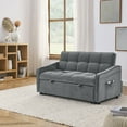 thumbnail image 4 of 47 Inch Loveseat Sofa Bed with Pull-Out Sleeper, Mid-Century Modern Velvet Convertible Sofa with Adjustable Back, USB-C Charging and Arm Storage Pockets, Grey, 4 of 10