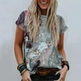 thumbnail image 3 of T-Shirts pour Femmes, Mode Femmes Nouveau Style T-Shirts Imprimés Manches Courtes Col Rond Blouses Été Décontracté Hauts pour Dames, 3 of 6