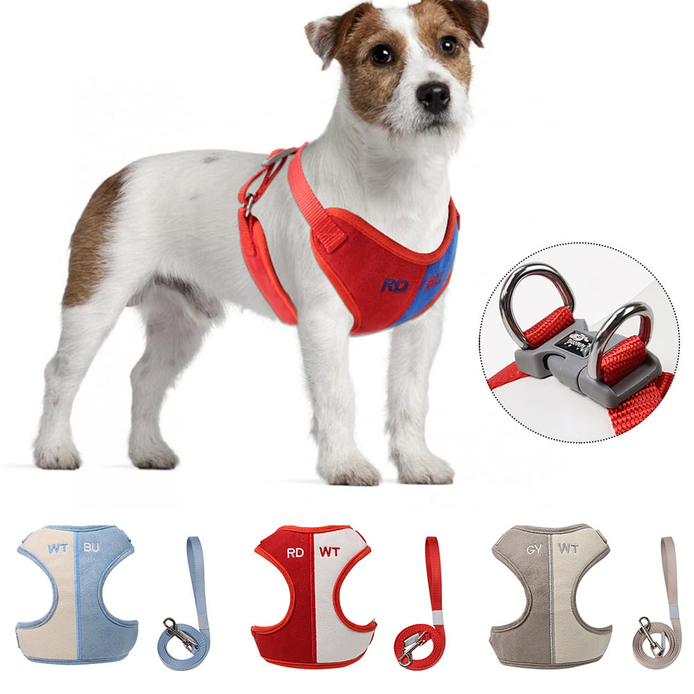 Nontoxic Dog Harness Leash Seatbelt Mesh Vest for Small to Medium Dog 