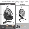 thumbnail image 4 of TQKVIPI Oversized Hanging Egg Chair Outdoor Indoor, Wicker Swing Egg Chair with Stand  Rain Cover UV Resistant Cushion 400lbs Capacity for Bedroom, Patio, Garden and Balcony (Black-Regular), 4 of 12