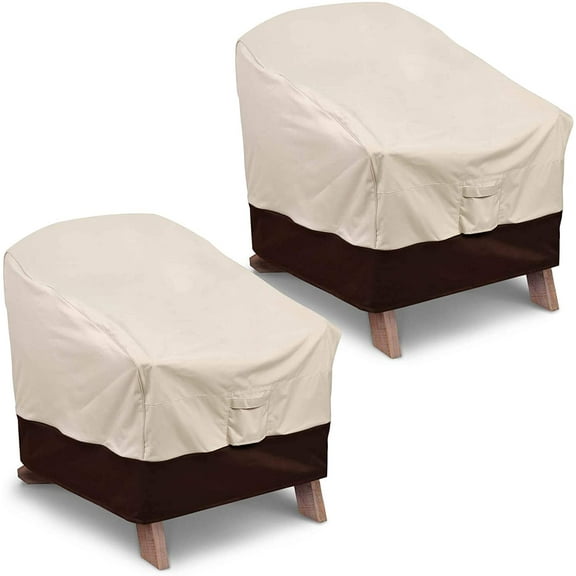 Patio Adirondack Chair Covers, Heavy Duty Patio Chair Cover, Waterproof Outdoor Lawn Patio Furniture Covers (Standard - 2 Pack, Beige & Brown)