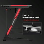 GTRACING Ergonomic Curved 3-Sided LED Z-Leg Gaming Desk, Black