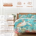 thumbnail image 6 of 3 Piece Brown Sea Turtle Coastal Duvet Cover Set California King,Microfiber Comforter/Quilt Cover with Corner Ties and 2 Pillowcases,Teal Summer Beach Coral Nautical Soft Bedding with Zipper Closure, 6 of 8