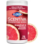 Clorox Wipes Grapefruit and Orange Blossom Disinfecting Wipes, 75 Count, 3 Pack