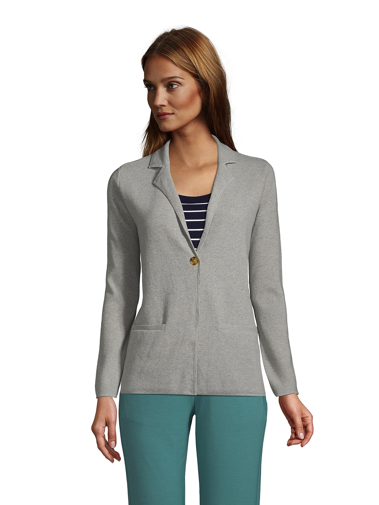 vrijwilliger taxi Goneryl Lands' End Women's Fine Gauge Cotton Button Front Blazer Sweater -  Walmart.com