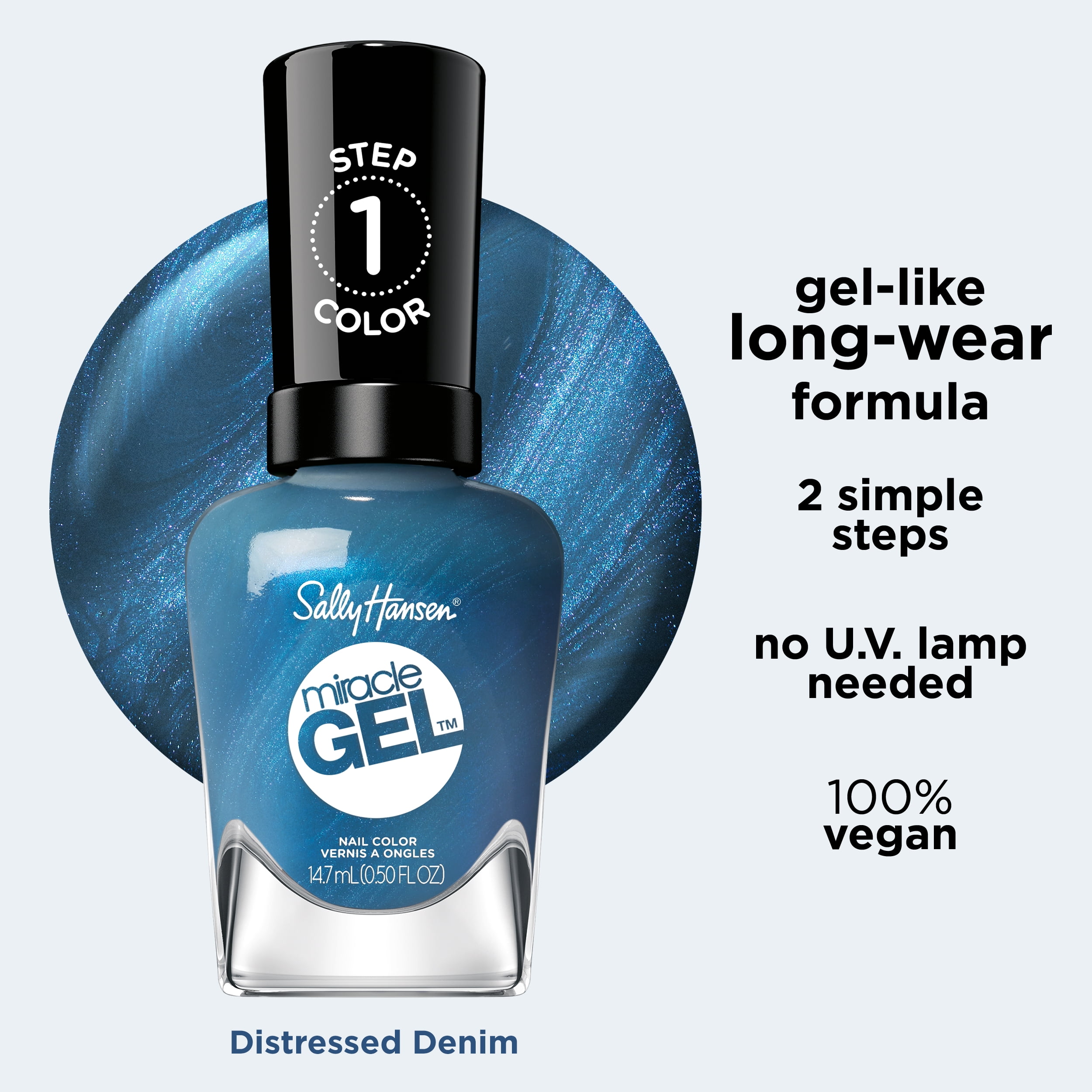 PR Sally Hansen Miracle Gel Nail Polish, Distressed Denim