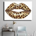 thumbnail image 5 of Mudket Framed Gold Leopard Print Lips Canvas Wall Art, Trendy Fashion Wall Decor for Women Bedroom, Funny Leopard Wall Art, Ready to Hang - 12"L x 8"W, 5 of 10