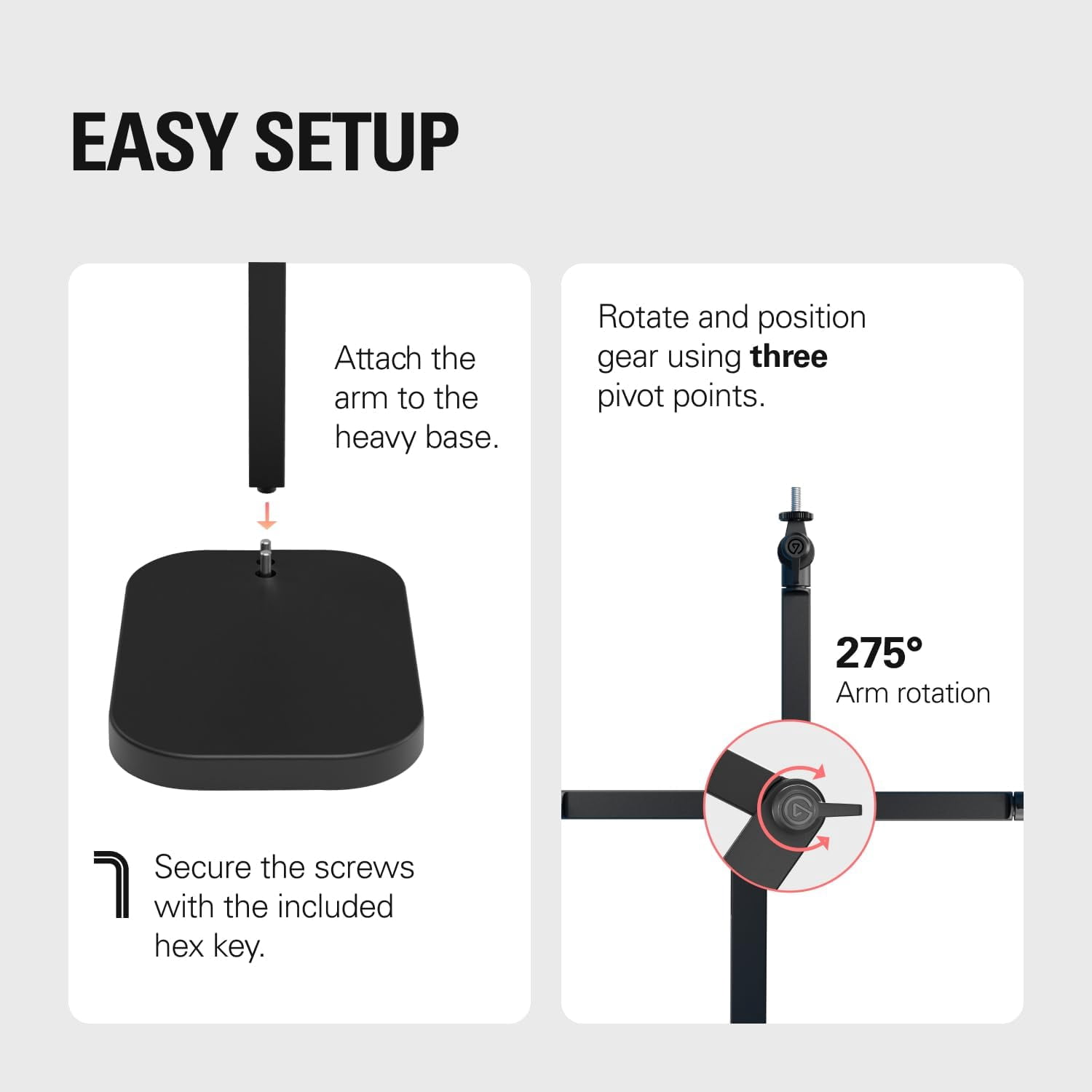 Wave Desk Stand - Adjustable Microphone Mounting Arm for Podcasting, Streaming, and Recording with  Thread Compatibility
