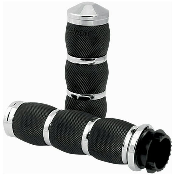 Avon Superbike 7/8" Air Cushioned Chrome/Black Grips (SB-AIR-90-CH)