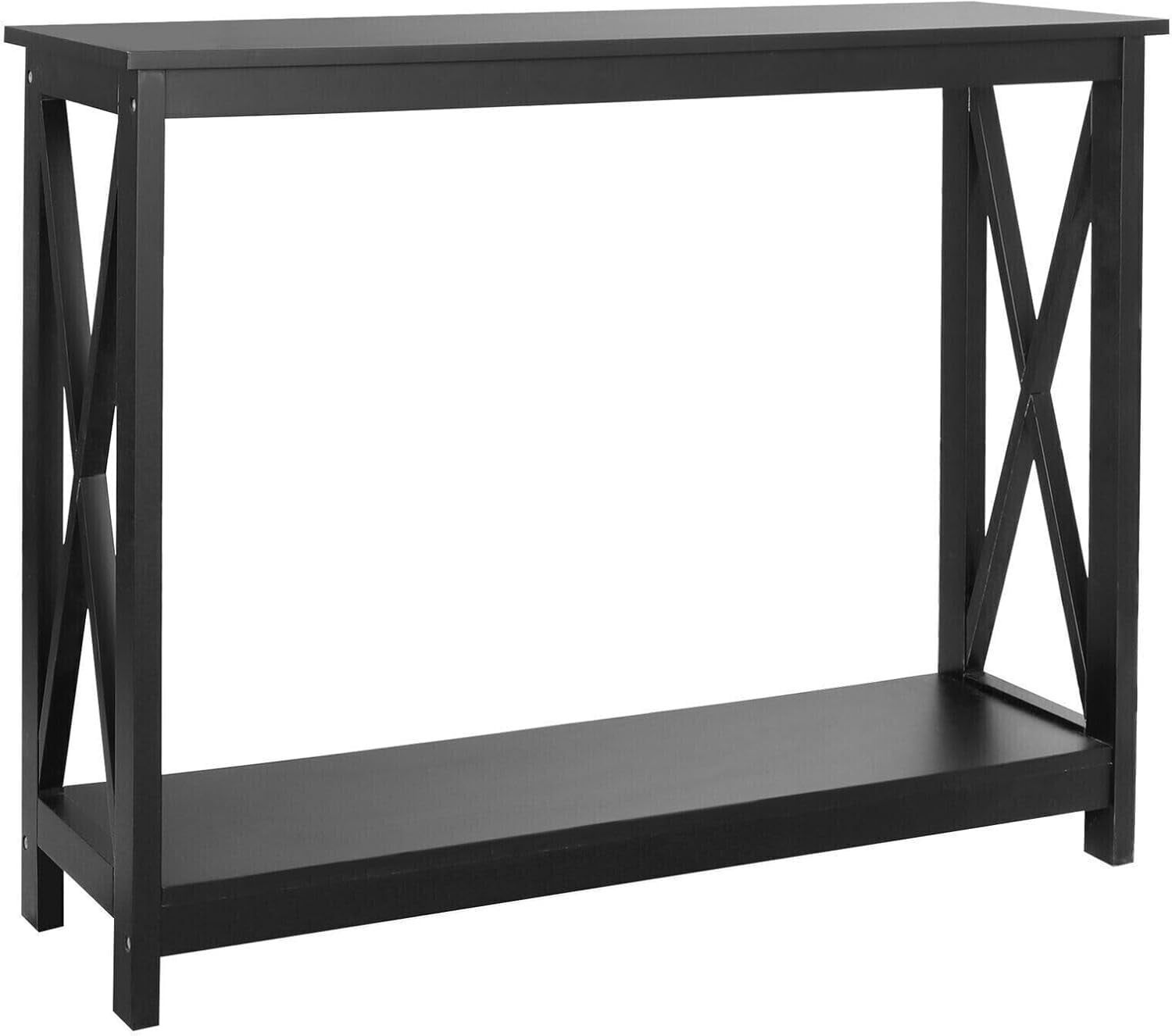 Console Table 2-Tier with Storage Shelf,X-Design Bookshelf Narrow Accent Table for Entryway Hallway Living Room Sofa Side Table,Black