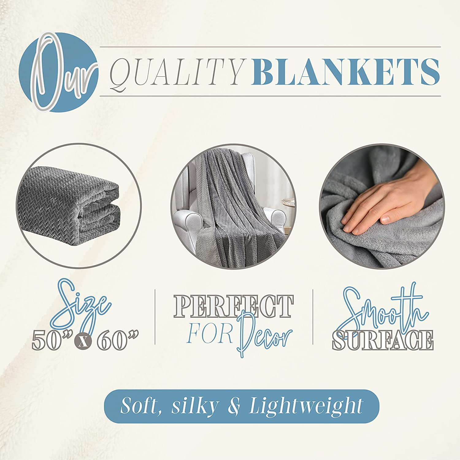 Elegant Comfort Breathable Fleece Throw Blanket, 50 x 60 inches, Perfect for Lounging and Home Decor, All Season Suitable, Chevron Throw, Gray