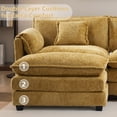 thumbnail image 3 of Gexpusm Sectional Sofa L Shaped Couch with Chaise for Living Room Sleeper Set, 3 Seats with Chenille and Double Layer Cushions, 111" W, Yellow, 3 of 6