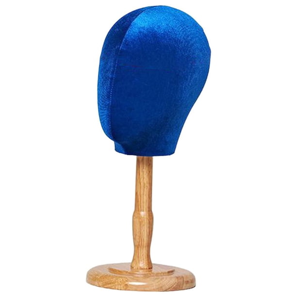 Exhibidor de sombreros de moda con cabeza de maniquí, estante de almacenamiento para formación de peluqueros Base Corta Azul