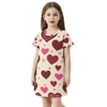 thumbnail image 2 of Love Pattern Girls' Casual Dresses Short Sleeve Cotton Dress for School Daily Wear 4T, 2 of 8
