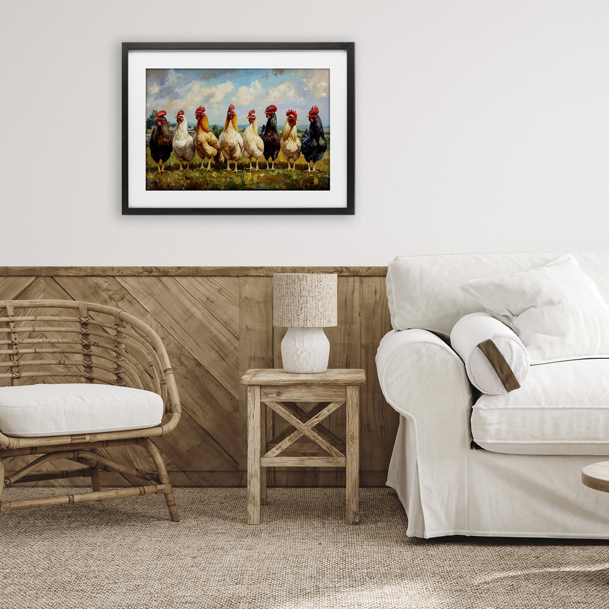Stupell Industries Chicken Brood on Horizon Black Framed Print Under Glass, design by Petal Prints Design