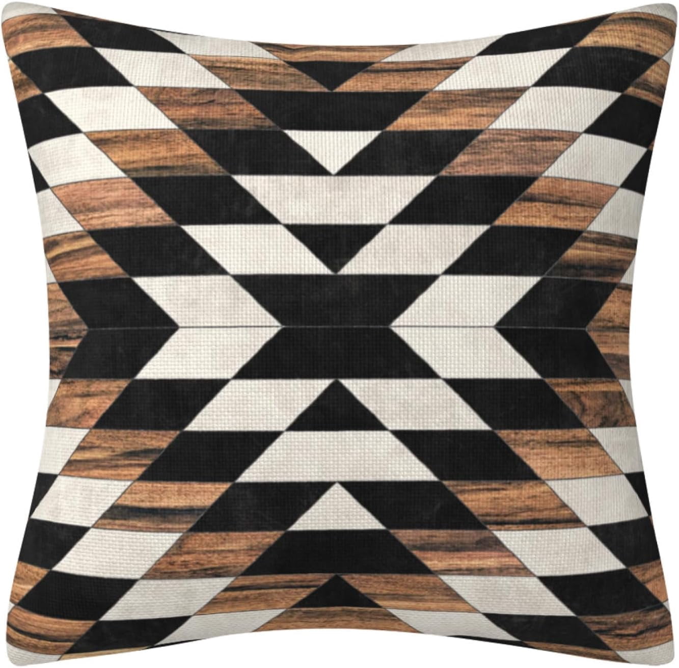 Geometric Black Brown Throw Pillow Cover Farmhouse Decorative Throw Pillowcase Indoor Outdoor Cushion Cover Tribal Pattern Aztec Boho Western Pillowcase for Couch Bedroom 18 x 18 Inch Set of 4
