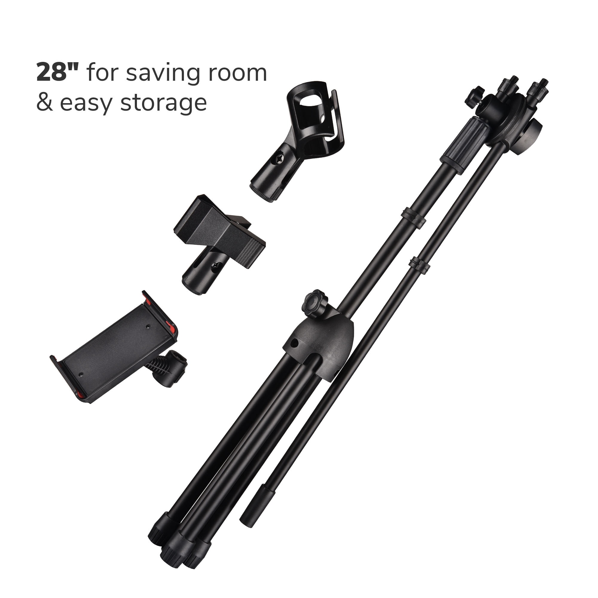 6 Packs Microphone Boom Arm Stand Dual Mic Clips Adjustable Tripod Phone Holder
