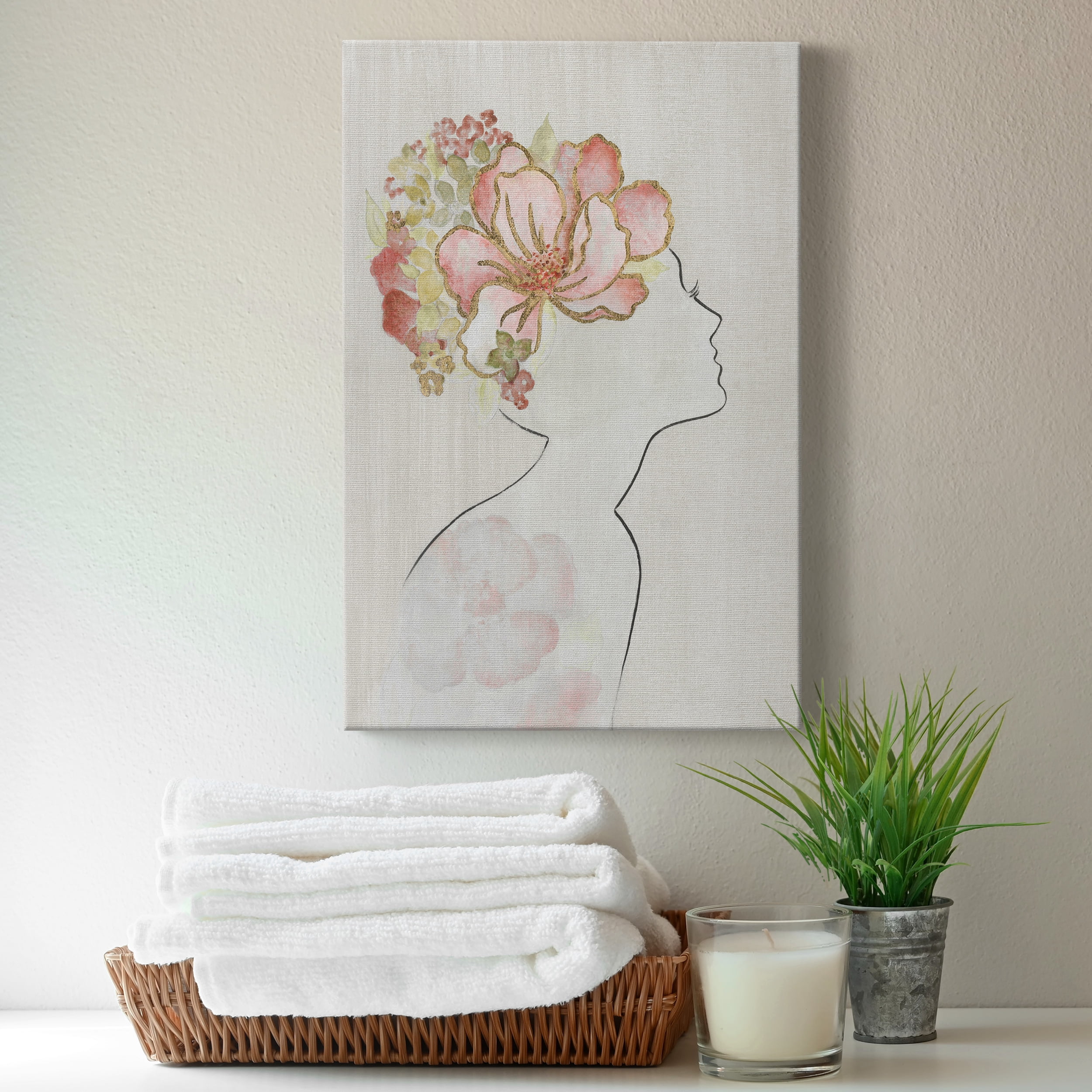 Fashion Floral Silhouette I Premium Gallery Wrapped Canvas - Ready to Hang - 40 x 60