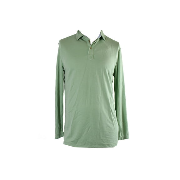 Tasso Elba Green Micro-Grid Long-Sleeve Polo Shirt XL