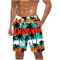 thumbnail image 2 of Mqqzkk Men's Casual Shorts Hawaii Flowers Print Drawstring Waist Shorts Lightweight Summer Bandana Shorts with Pocket, 2 of 5