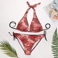 thumbnail image 4 of Valentine Roses Bloom Pink Sexy Bikini Chic Swimsuit Summer Vacation Honeymoon Triangle Bathing Suit Tie String Thong, 4 of 5