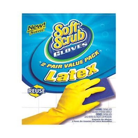 Soft Scrub Latex Gloves XL Yellow 2 pair (Pack of 6)