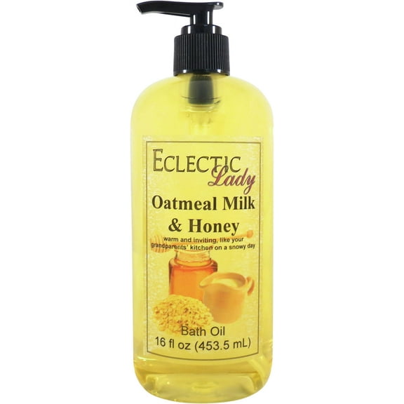 Oatmeal Milk And Honey Bath Oil - Scented Body Oil - Relaxing & Moisturizing Bathing Oil - Fragrance Body Oil For Dry & Rough Sensitive Skin - 16 oz