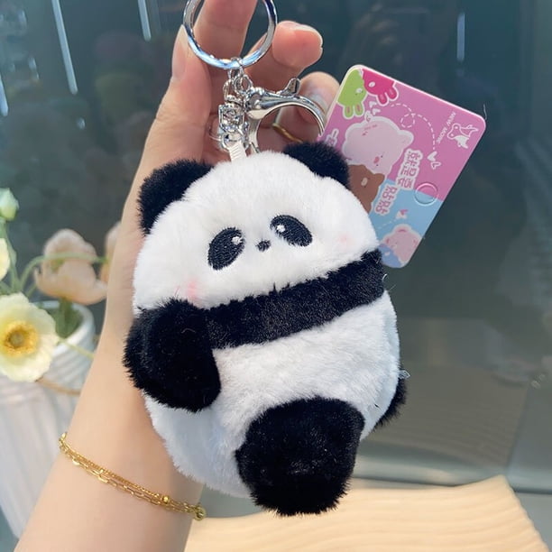 LLavero de Panda de pareja magnética de felpa creativa, lindo juguete de peluche Kawaii, regalo de vacaciones para niña, colgante de mochila con imán personalizado