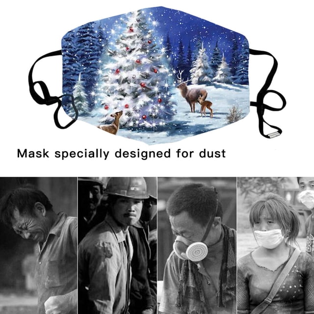 Xingzhi Christmas Themed Face Mask Dustproof Breathable Printing Mask with Elastic Ear Band Type 9