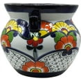 thumbnail image 3 of Bean Planter Medium Hand Painted Pot Indoor Outdoor Multi Colored Glazed (Allegra), 3 of 7