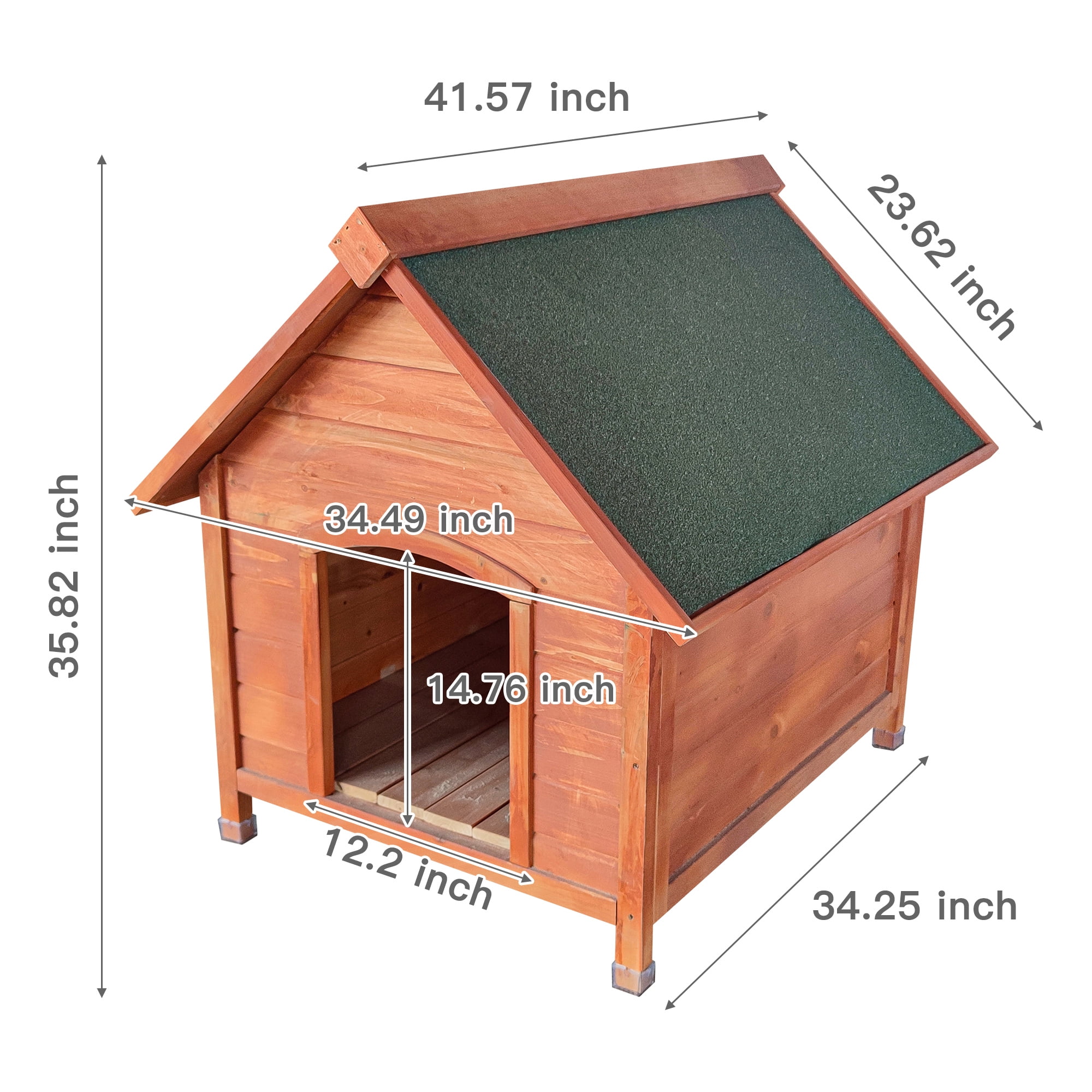 Pefilos 45" Wood Dog Houses for Large Dogs Outdoor Weatherproof Pet Cat House, Green Sloping Roof Dog Kennel, Orange Pefilos 45" Wood Dog Houses for Large Dogs Outdoor Weatherproof Pet Cat House, Green Sloping Roof Dog Kennel, Orange