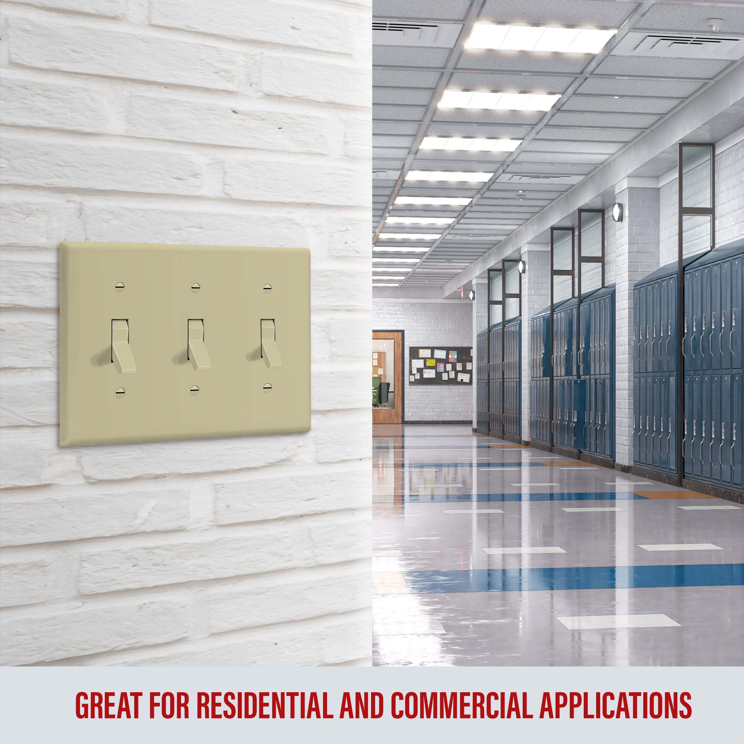 ENERLITES 3-Gang Toggle Switch Wall Plate, Gray, Standard Size 4.5" X 6.38", Unbreakable Polycarbonate, UL Listed (8813-GY)