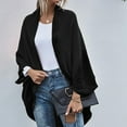 thumbnail image 2 of Lovskoo 2024 Cardigan Sweaters for Women Open Front Spring and Fall Solid Color Long Sleeved Pocket Shirt Loose Lapel Oversized Winter Outerwear Tops Black, 2 of 6