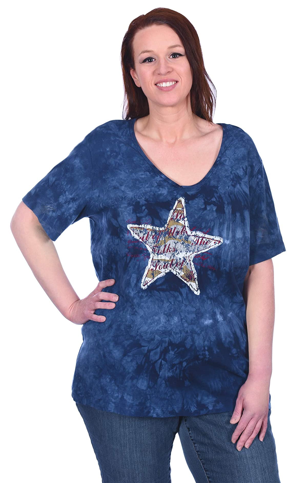 Sledge USA Womens Plus Size V-Neck Short Sleeve Graphic Print Shirts ...