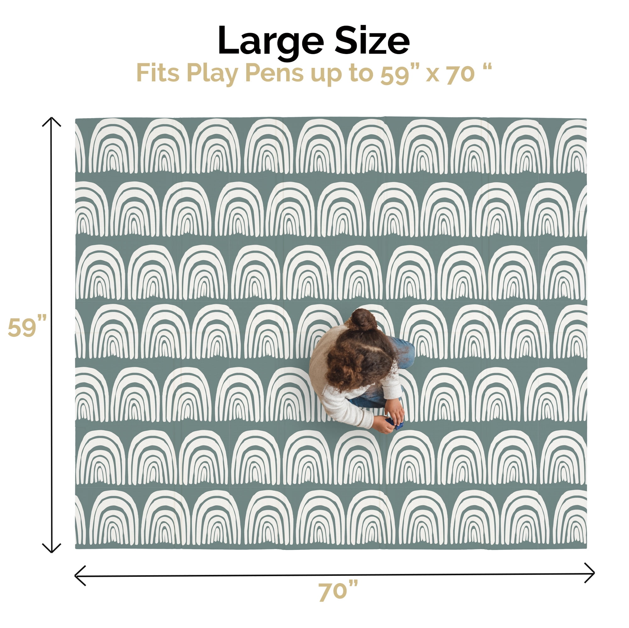 JumpOff Jo Large Foldable Kids Foam Play Mat, Padded Baby Floor Mat, 70 x  59 in - Zoo Train