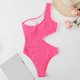 thumbnail image 4 of WILLBEST Trajes de Baño Mujer Natacion Mujer Color Sólido Volante Sexy Un Hombro Cintura Recorte Bikini Traje de Baño, 4 of 8