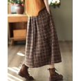 thumbnail image 4 of Women Plaid Skirt with Pockets Midi Length Vintage A Line Skirts (Orange M), 4 of 7