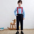 thumbnail image 2 of LIJCC Toddler Baby Boy Formal Suit Clothes Gentleman Wedding Dress Outfit Long Sleeve Dress Shirt + Suspender Pants 2 Pcs Set(Light Blue,18-24 Months), 2 of 3