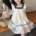 thumbnail image 6 of Nmnitkp Girl Dresses Summer Cute Print Sleeveless Round Necktie Pocket Children's Dress White,9 Years, 6 of 6