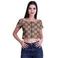 thumbnail image 1 of Moomaya Printed Viscose Crop Top Short Sleeve Zipper Tunic Womens Summer Tops, 1 of 5