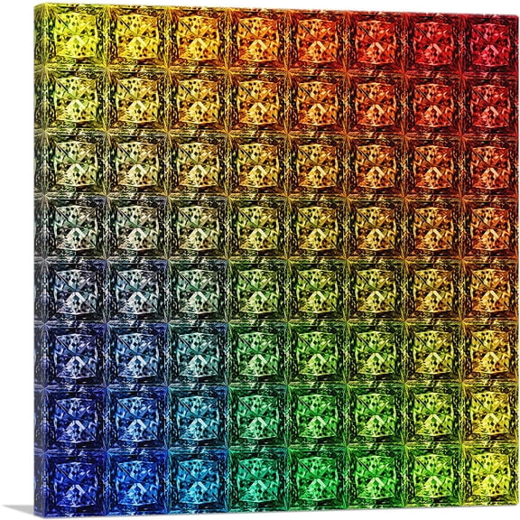 ARTCANVAS Rainbow Color Grid Gay Jewel Pixel Canvas Art Print - Size: 12" x 12" (0.75" Deep)