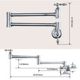 thumbnail image 4 of WOWOW Brass Wall Mounted Pot Filler Faucet with Double Joint Swing Arms, Commercial Kitchen Pot Faucet in Polished Chrome, 4 of 7