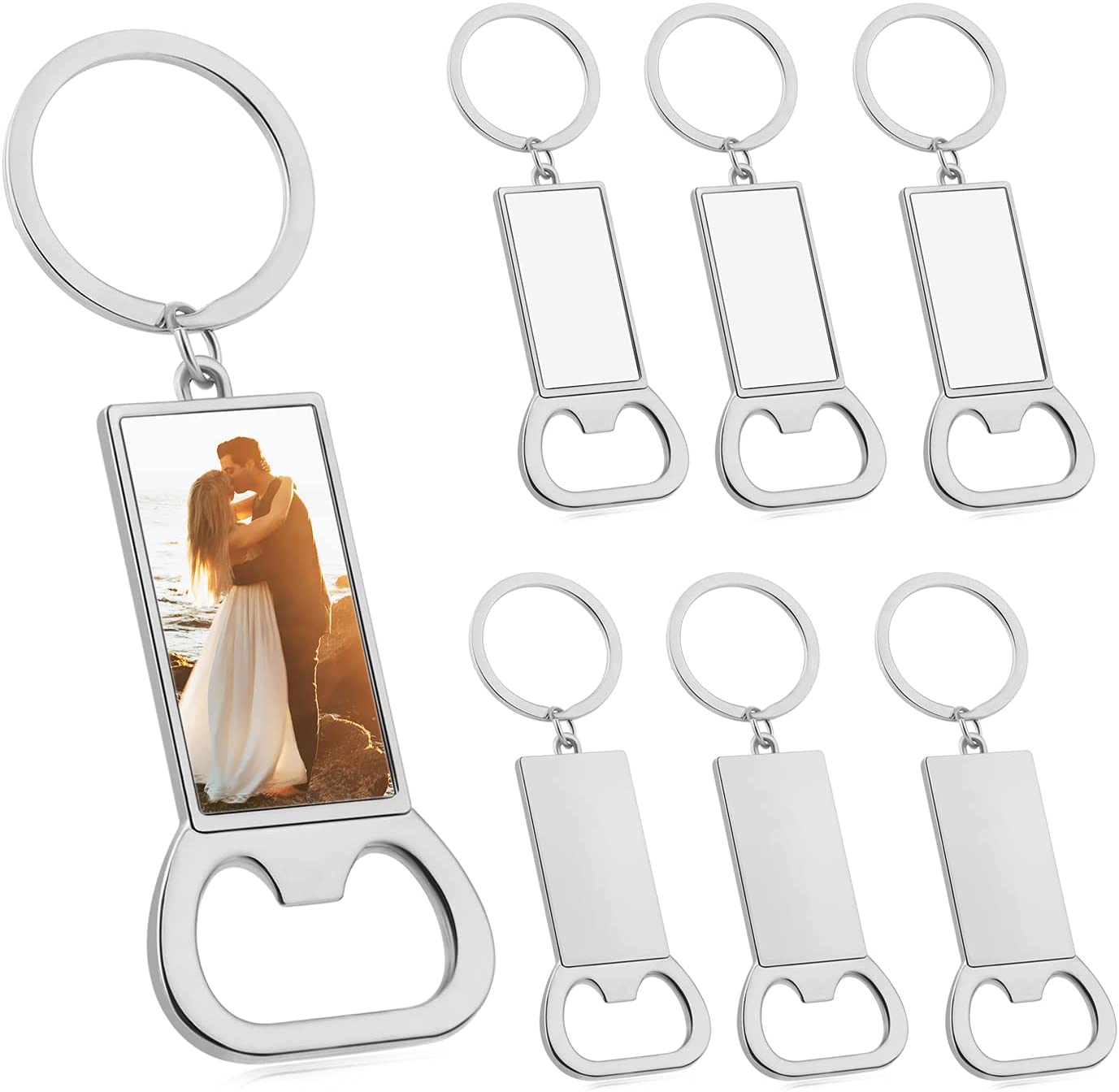 7 pieces of sublimation blank keychains, men's corkscrew keyring, metal corkscrew keychain